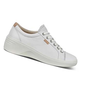 Baskets Ecco Soft 7 Wedge Femme Blanche | FR 247MQZ